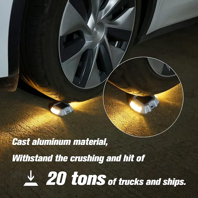 VOLISUN Solar Deck Driveway Dock Lights,Solar Pathway Lights,Warm 8 Pack | Solar Powered LED, IP68 Waterproof Led Outdoor Warning Step Marine Lights for Sidewalk Garden Yard