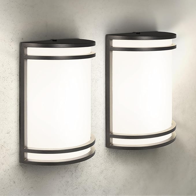 ASD 10 Inch LED Outdoor Sconce Lights - 15W 120-277V 3000K 4000K 5000K Bronze Exterior Lighting Fixtures, Dimmable Exterior Lights for House, Modern Patio Wall Light Fixture ETL 2 Pack