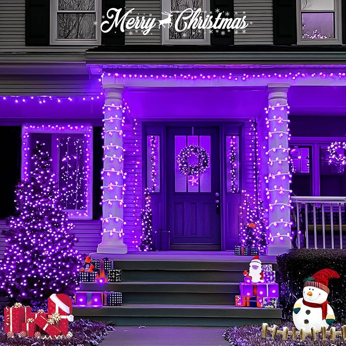 JMEXSUSS 8 Modes 163 FT 500 LED Purple Halloween Lights with Remote | Purple Lights Indoor Outdoor Waterproof, Purple Christmas String Light Plug-in for Xmas Roof Bedroom Party Tree