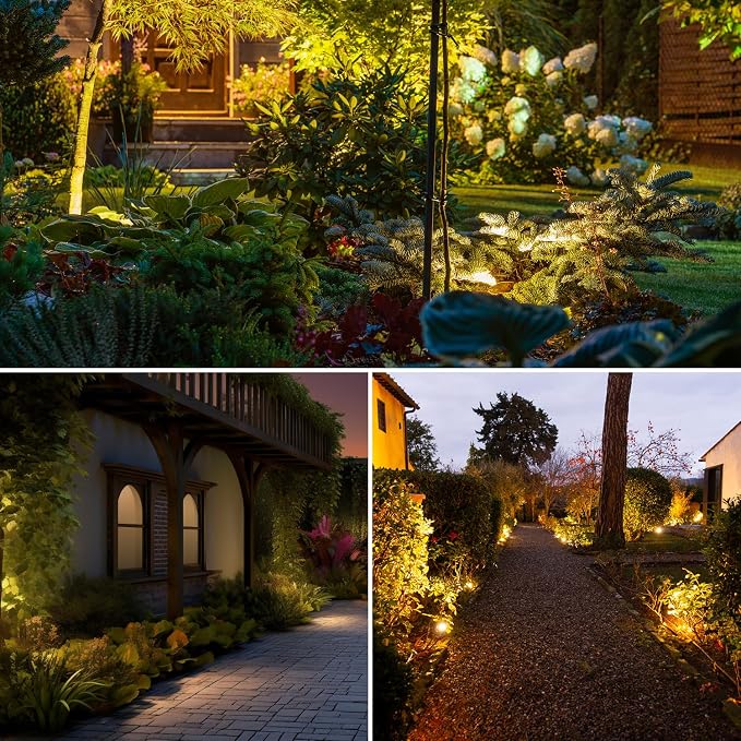 SUNTHIN Outdoor Landscape Lighting with Dusk to Dawn Sensor Controller, 6 Pack