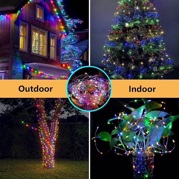 66FT 200 LED Fairy Lights Plug in, 8 Modes Twinkle Lights Multicolor | Waterproof String Lights Outdoor Indoor, Memory, Timer, Copper Wire, Christmas Lights for Bedroom Garden Party Holiday Decor