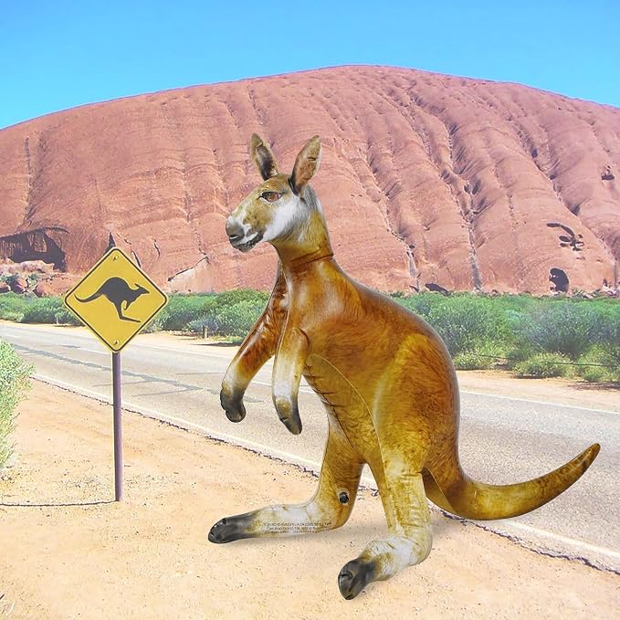 Jet Creations Kangaroo Inflatable 40"L x 30"H – Aussie Joey Blow Up Animal Toy for Kids Ages 3+; Safari & Birthday Party, Holiday, Fall & Halloween Decor, Yard Display, VBS, Photo Prop, 1 PC