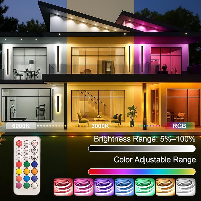 Outdoor Wall Sconce, 59 Inch Modern Wall Light Fixture, RGB Black Long Linear Wall Mount Lighting Sconce, Exterior Lights Wall Sconce for House, Garage, Front Door, Porch, Patio