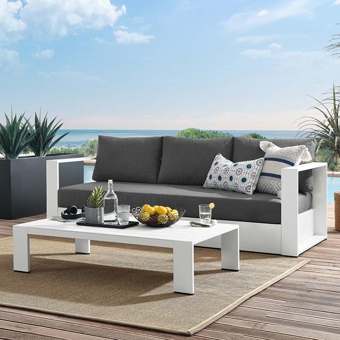 Modway Tahoe Aluminum 2-Piece Outdoor Patio Set in White Charcoal
