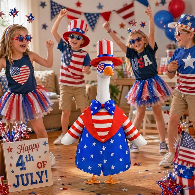 4th of July Goose Outfit with American Flag Patriotic Porch Goose Costume