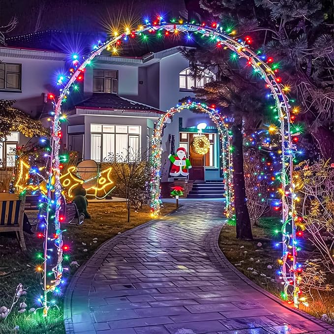 Multicolor Christmas Lights Outdoor, 66FT 200 LED Christmas Tree Lights | Waterproof 8 Modes Plug in Connectable String Lights for Outside Indoor Classroom Patio Yard Party Wedding Decorations