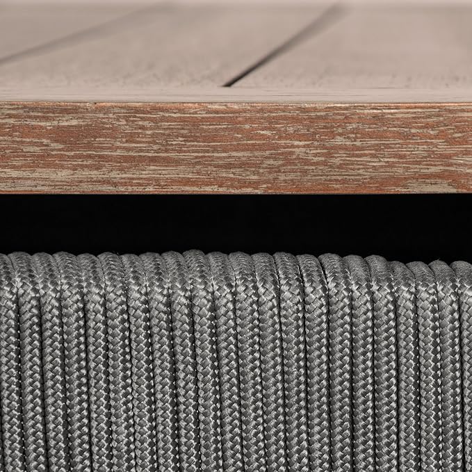 Armen Living Orbit Square Outdoor Patio Coffee Table in Weathered Eucalyptus Wood