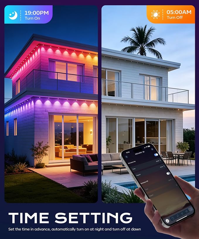 Permanent Outdoor Lights for House, 100ft Christmas RGB+IC Lights | 16 Million Colors & 50 Scene Modes, App/Remote Control, DIY Music Sync, Holiday Party Halloween Decor