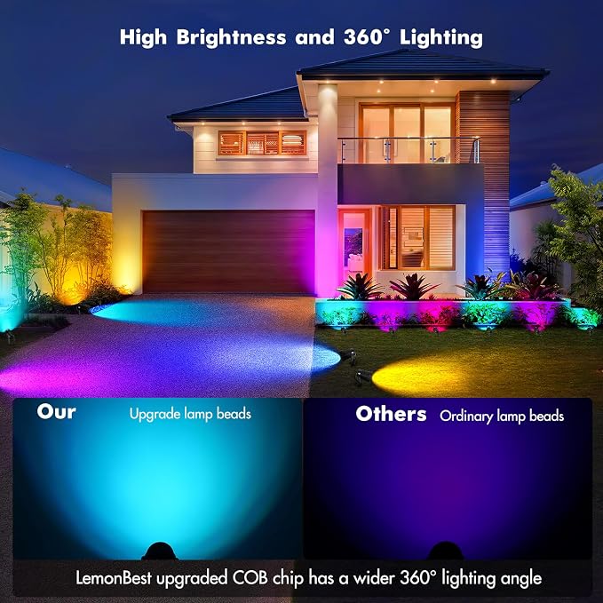 Landscape Lighting - 6W RGB Color Changing Halloween Landscape Lights 120V Christmas Outdoor LED Spotlight with Remote Control Waterproof Spot Lights for Yard Garden Patio Driveway (1 Pack)
