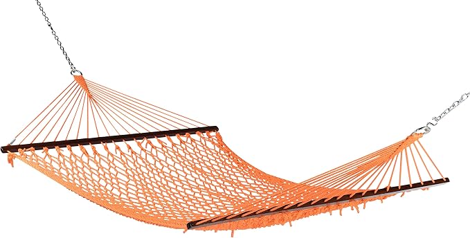 Caribbean Rope Hammock - 55 Inch - Soft-Spun Polyester (Orange)