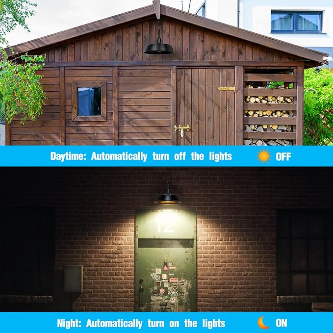 Gooseneck Barn-Lights Outdoor Fixture - 24 inch Farm Style Black Large Lighting Farmhouse Exterior Sconce Wall Light for House, Dusk to Dawn Sensor Front Door Porch Garage (24 inch)