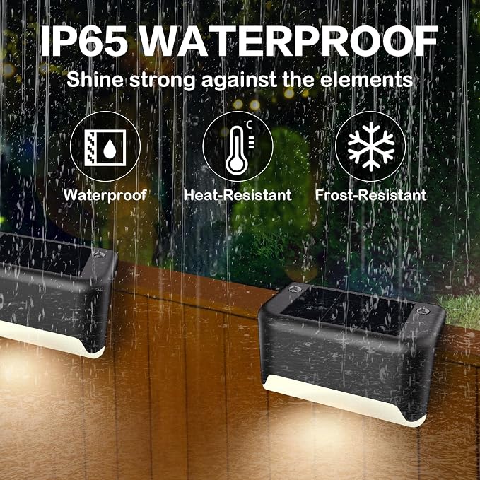 BKBB PPBB Solar Deck Lights Outdoor, 16 Pcs Solar Step Lights, Waterproof LED Solar Lights for Outdoor Stairs, Step, Fence, Yard, Patio, Railing, Garden and Pathway