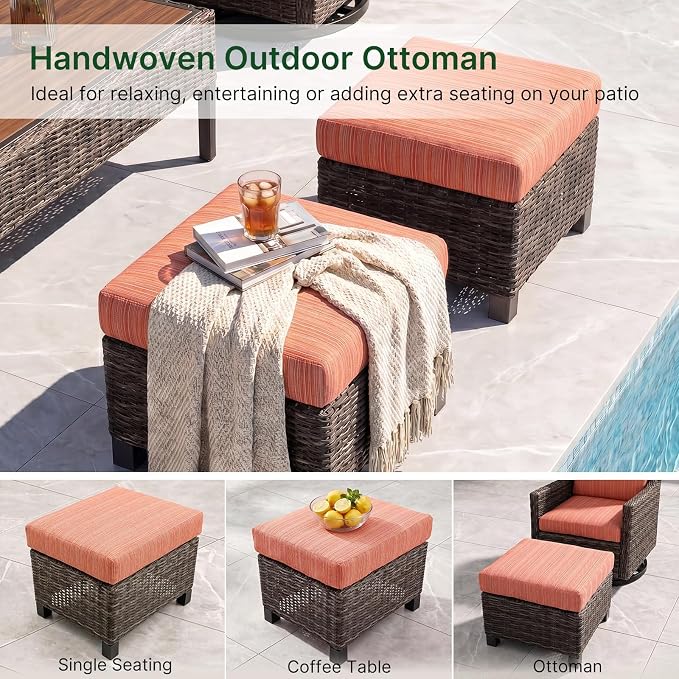 Wicker Patio Conversation Set, Outdoor Patio Furniture Set with Deep Seating, Wide Armrests & Thick Cushions, All-Weather Outdoor Furniture Set for Patio, Porch, Deck & Backyard