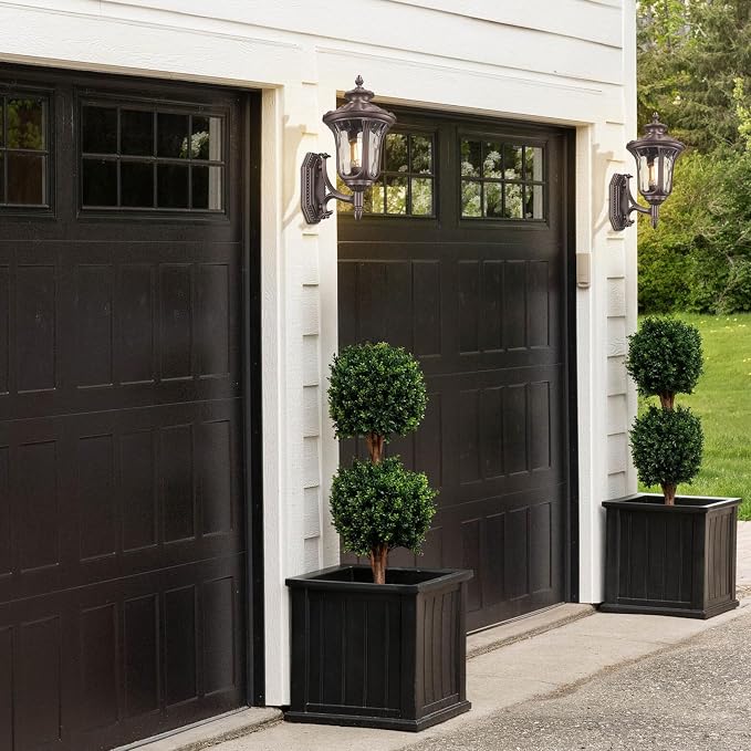 Outdoor Wall Light Fixtures Mount, Waterproof Exterior Wall Lanterns with Water Ripple Glass, Outside Sconces, Front Porch Lights for House Garage Doorway Patio, 22'' Large Oil-Rubbed Bronze