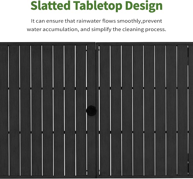 82"×35" Never-Rust Aluminum Outdoor Dining Table – Rectangular Patio Table for 8 Person with Umbrella Hole, Heavy Duty All-Weather for Poolside, Garden, Backyard, Porch, Deck, Black