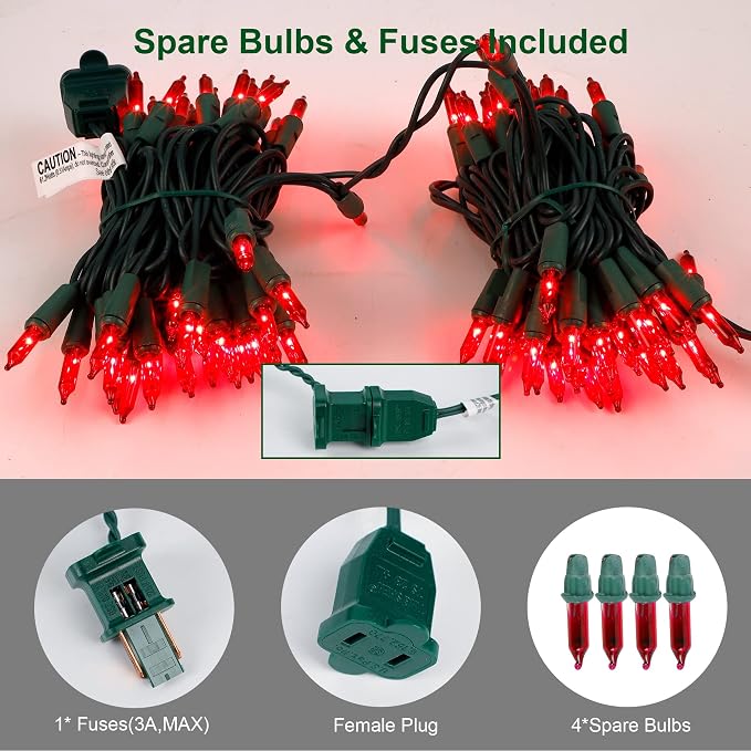 LJLNION 3 Sets Valentines Lights, 150 Count 33 FT Each Mini String Lights, Green Wire Fairy Light, 120V UL Certified Connectable Christmas Tree Light for Holiday Winter Patio Party Outdoor Decor, Red