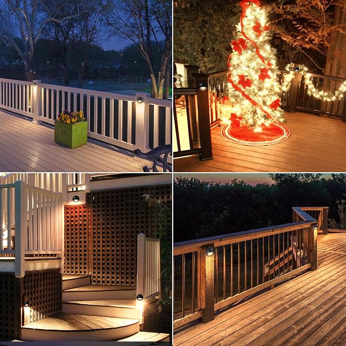 LEONLITE 6-Pack 5CCT 3.74inch Low Voltage LED Deck Lights, Black | 180LM, 12-24V AC/DC, CRI90, UL Listed, Die-cast Aluminum Housing, Frosted Glass Lens, 1800K/2700K/3000K/4000K/5000K