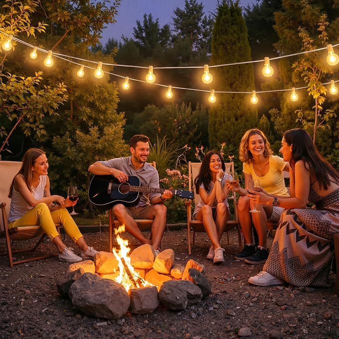 25FT G40 LED Outdoor String Lights with 10+1 Bulbs, Plug-in, White | Waterproof, Shatterproof, Dimmable, Connectable, Energy-saving, Patio Lights Porch Balcony Backyard Party Classroom Decor
