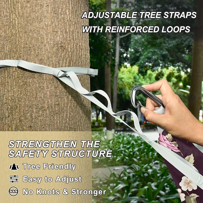 Camping Hammock Outdoor Hammocks for Outside Floral Rose Peony Beach Trees Portable Lightweight with Pockets Tree Straps Indoor