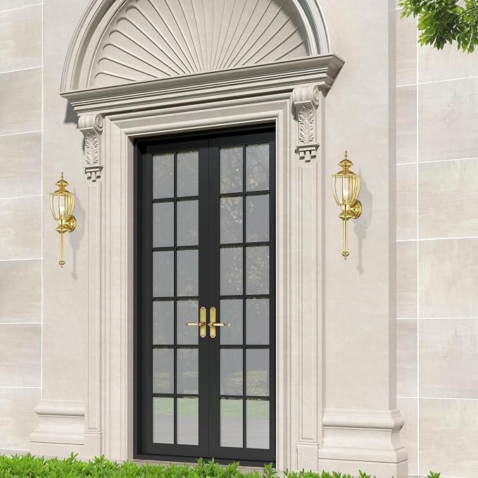 Livex Lighting 2112-02 Outdoor Wall Lantern, Polished Brass | Clear Beveled Glass Shades