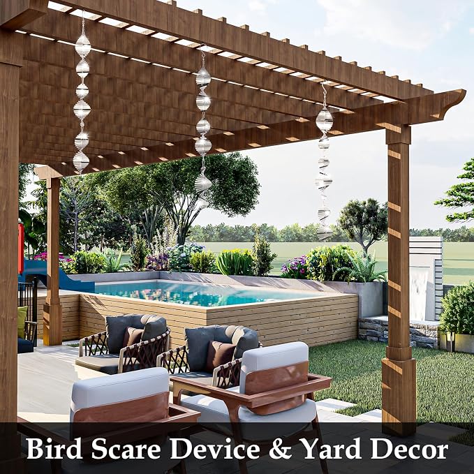 Bird Deterrents for Outside, 9PCS 3D Wind Spinners Outdoor Garden Decor, Bird Reflectors to Keep Birds, Woodpeckers, Pigeons Away from House, Outdoor Garden, Patio and Yard