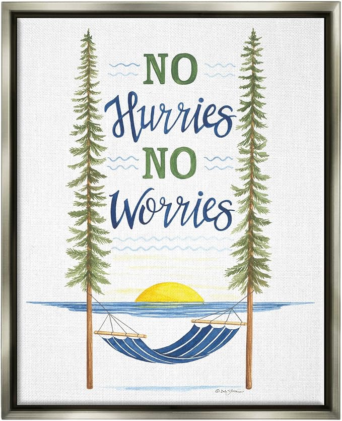 Hammock Scene Coastal Lakehouse Calm, 24 x 30 Inch Canvas in Floater Frame | Stupell Industries · By Deb Strain · Ready to hang · Easy lake house decor · Made in USA
