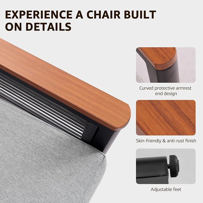 NATURAL EXPRESSIONS Aluminum Patio Loveseat Sofa, Outdoor Couch Furniture with Fauxwood Armrest, 6" Olefin Cushion, Rattan Side-armrest, All-Weather Outside Couch for Porch, Yard, Balcony, Deck