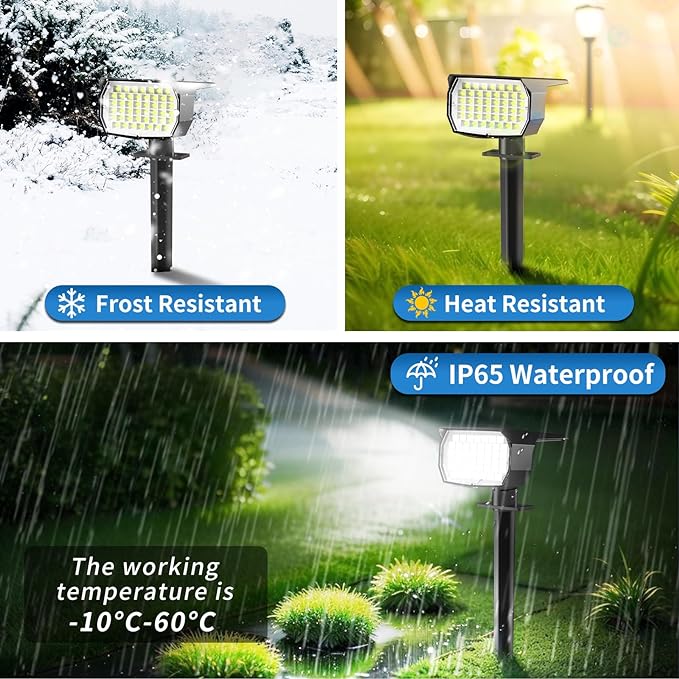 Tadyreal Solar Spot Lights Outdoor 2 Pack, [46 LED/3 Modes] Solar Landscape Spotlights Waterproof, 2-in-1 Auto On/Off Solar Powered Lights for Outside Yard Garden Wall Pathway(Cool White)