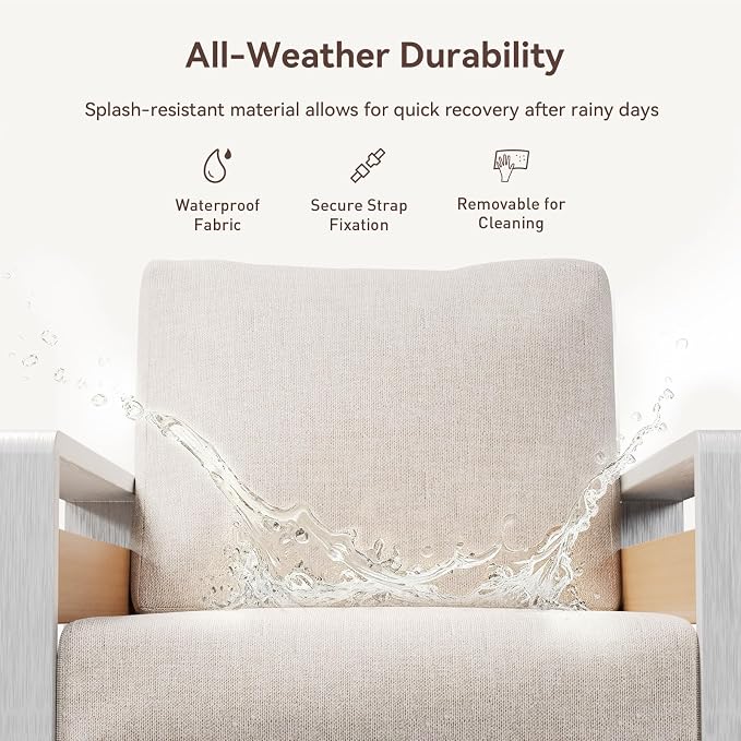 Aoxun Aluminum Outdoor Patio Furniture Set, 2 Seats Metal Sectional Patio Furniture, Modern Outside Sectional Set for Backyard, Love Seat Sofa ×1, Silver & Beige