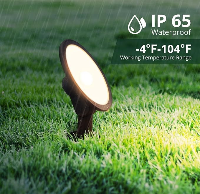 4-Pack Low Voltage LED Landscape Flood Light, 9-15V AC/DC Outdoor Wall Wash Lighting, 5W 450LM Waterproof Landscape Spotlight with Slot Spike, 3000K, Adjustable Knuckle Mount, Die-cast Aluminum