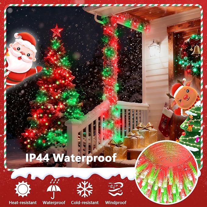 88FT 240LED Extra-Long Connectable String Lights Indoor Outdoor Clear Wire, Red&Green Christmas String Lights, Plug in Twinkle Fairy Light with Timer for Wedding Patio Tree Yard Christmas Decorations