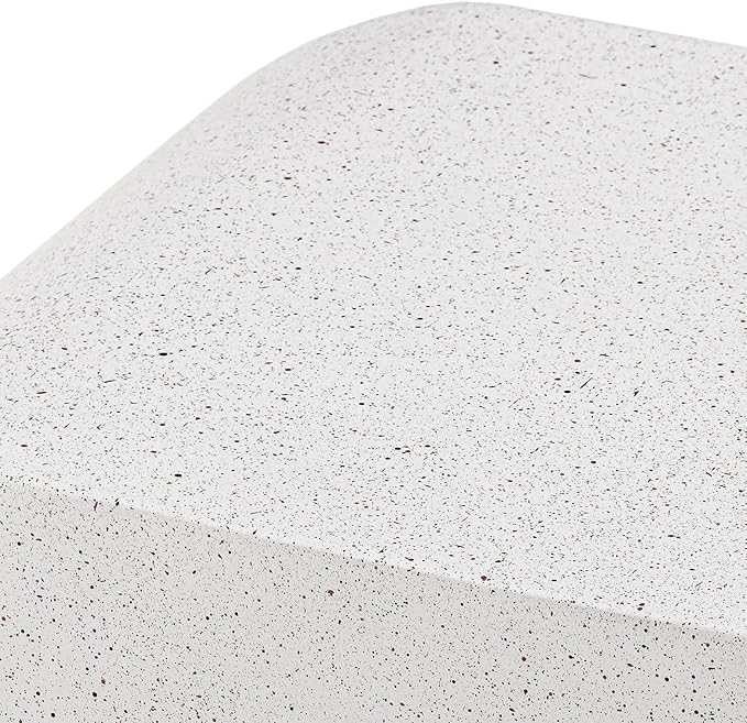 HOMPUS Outdoor Side Table, Concrete End Table w U-Shaped, Round Patio MgO Coffee End Table, Modern Accent Stone Garden Stool for Indoor Outdoor Use, Spotted White