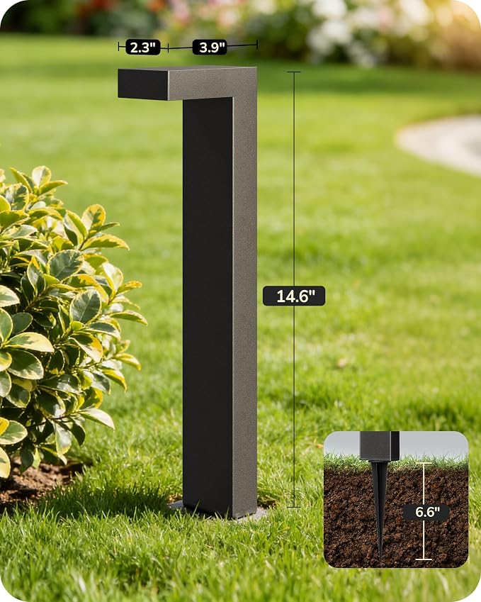 EDISHINE Low Voltage Landscape Lighting, LED Wired Path Lights 6 Pack | 3000K 3.2W 12V, 50,000H, with Connectors, Modern Style, Waterproof Cast-Aluminum for Walkway, Driveway, Garden, Path, Yard