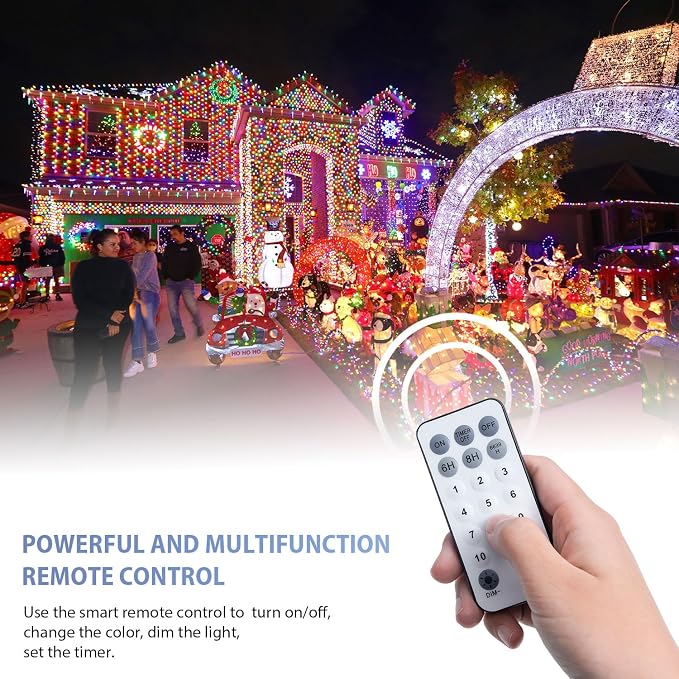 JMEXSUSS Christmas Lights, 600 LED 168FT Color Changing String Lights | White & Multicolor String Lights Indoor Outdoor Waterproof with Remote, 11 Modes, Timer, for Xmas Décor, Clear Wire