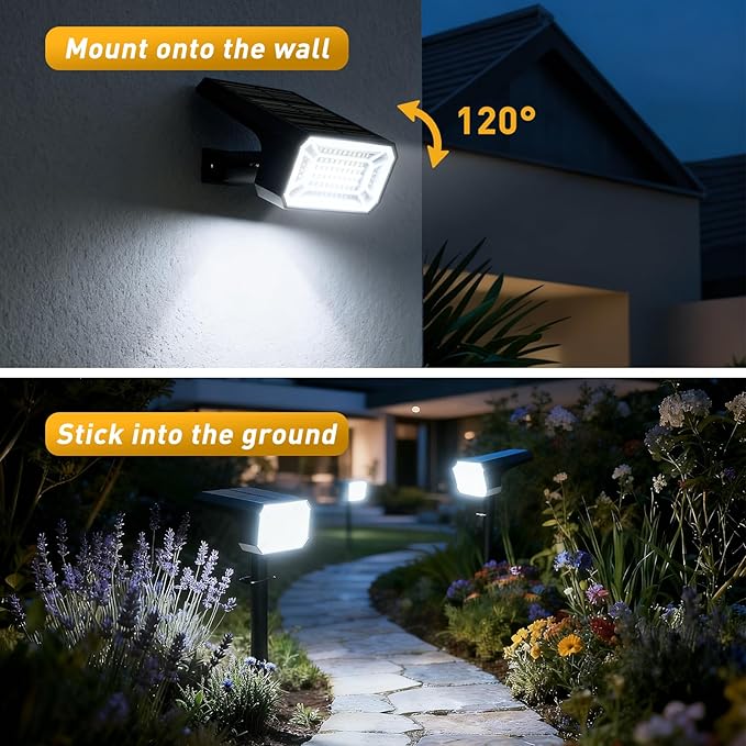 800Lumens Solar Spot Lights Outdoor, 8 Pack Solar Landscape Lights, 100 LEDs, 4 Lighting Modes, IP65 Waterproof, 2-in-1 Solar Spotlights/Uplights for Yard Garden Pathway Driveway(Cool White)