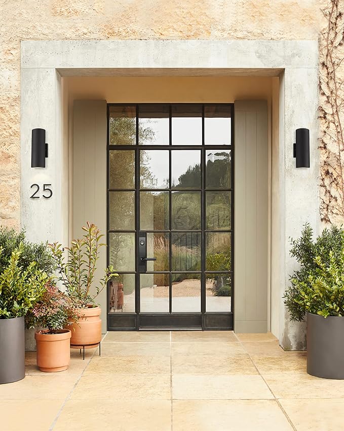 Ken & Ricky Cylinder Outdoor Wall Sconce Lights,Up and Down, Black, 1 Pack | Aluminum Waterproof Outdoor Wall light,No Glare,Exterior Lighting Fixtures,E26 Base，For Porch House Garage Front Door Patio