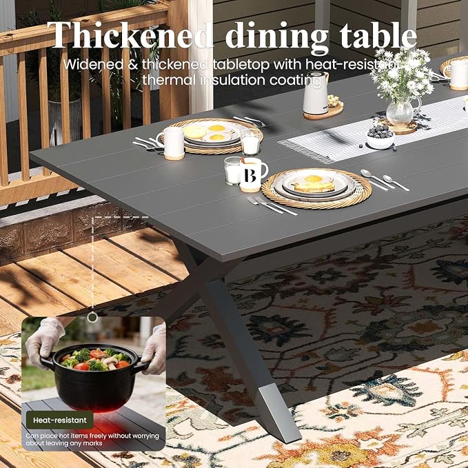 LayinSun Outdoor Dining Set for 8, 10 Pieces Patio Furniture Sets with Aluminum Dining Table and Rope Weave Chairs