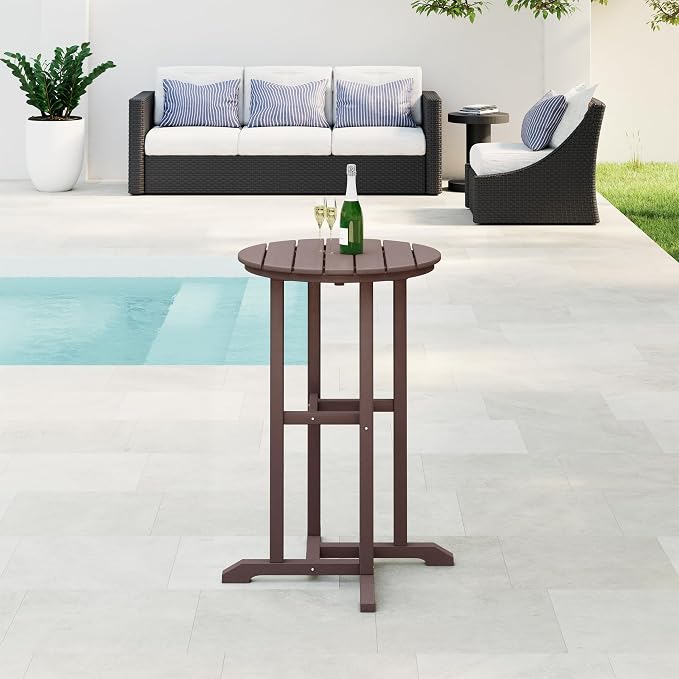 WestinTrends Malibu 37" Counter Height Round Outdoor Patio Bistro Bar Table, Dark Brown