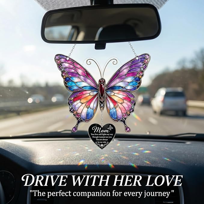 Butterfly 4 inch Suncatcher Memorial Gifts for Loss of Mom, Mother Memorial Gift, in Memory of Mom Gifts, Remembrance Gifts for Loss of Loved One, Memorial Keepsake Sympathy Gift