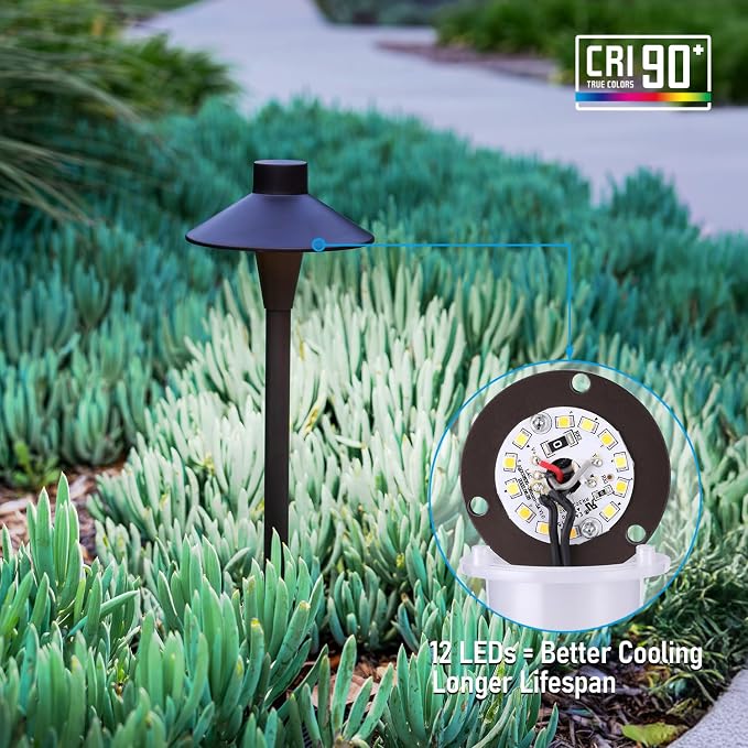 LEONLITE 6-Pack 5CCT Low Voltage LED Pathway Lights, Hat Shape Head | 12-24V AC/DC, IP65, Landscape Path Lights, for Walkway Yard Garden, 1800/2700/3000/4000/5000K, Oil Rubbed Bronze, Aluminum