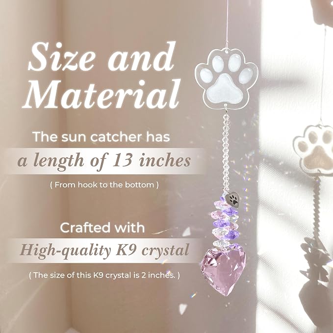 Pet Memorial Suncatcher, Dog Memorial Gifts, Pet Loss, Pet Sympathy, Thoughtful Dogs and Cats Remembrance, Bereavement Gifts - Pink