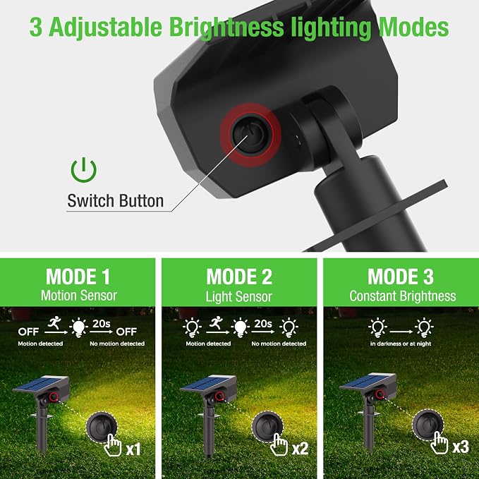 nipify Solar Lights Outdoor Waterproof, Motion Sensor Spot Landscape Light | 8 Pack/3 Modes/56 LED, Warm White, Waterproof, Solar Powered, Landscaping, Lighting for Outside Pathway Yard Garden Walkway
