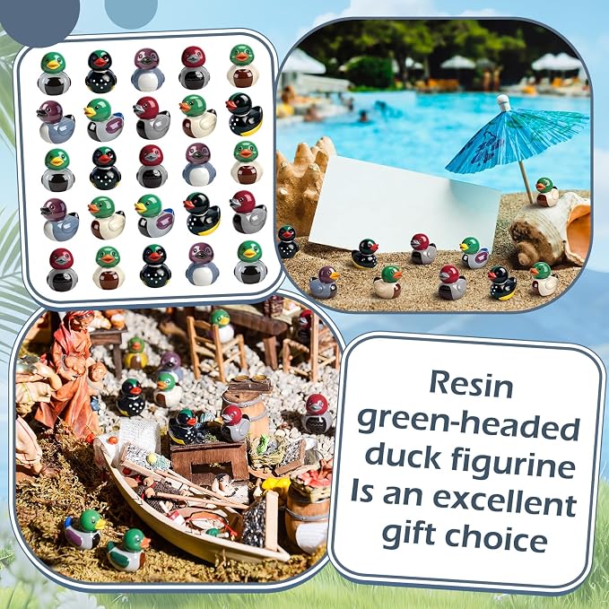 Novabright 100 Pcs Mini Resin Mallard Ducks Tiny Resin Wild Ducks Figures to Hide Small Statue for Nature Birds Lovers Craft Hunting Decoration Potted Birthday Gift Party Supplies