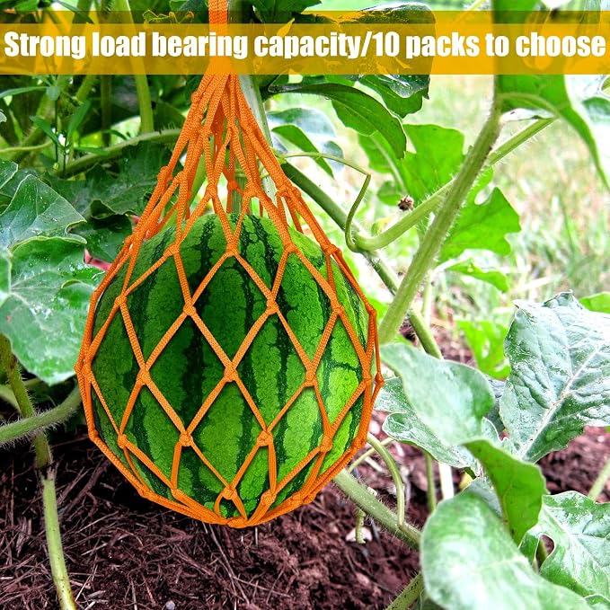 12 Pack Melon Hammocks Cradles, Melon Hammock for Trellis Heavy Duty Watermelon Nets with Hooks (Green)