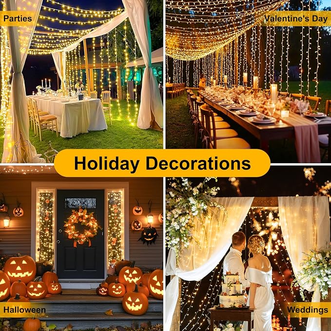 Extra Long 264Ft 800 LED Christmas Lights with Timer, Green Wire Fairy Starry String Lights Plug in, 8 Modes and Memory, forIndoor Outdoor Xmas Tree Wedding Party Decoration,Warm White