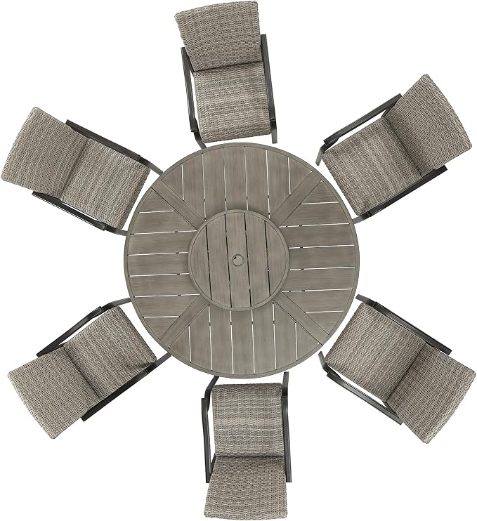 Ulax furniture Outdoor 60" Aluminum Round Dining Table with Lazy Susan - Perfect for 6 Person