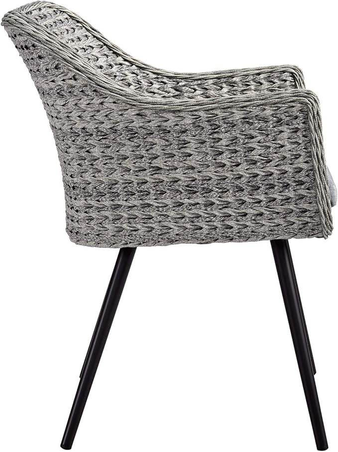 Modway EEI-3181-GRY-GRY-SET Endeavor Outdoor Patio Wicker Rattan Dining Armchair, Set of 2, Gray