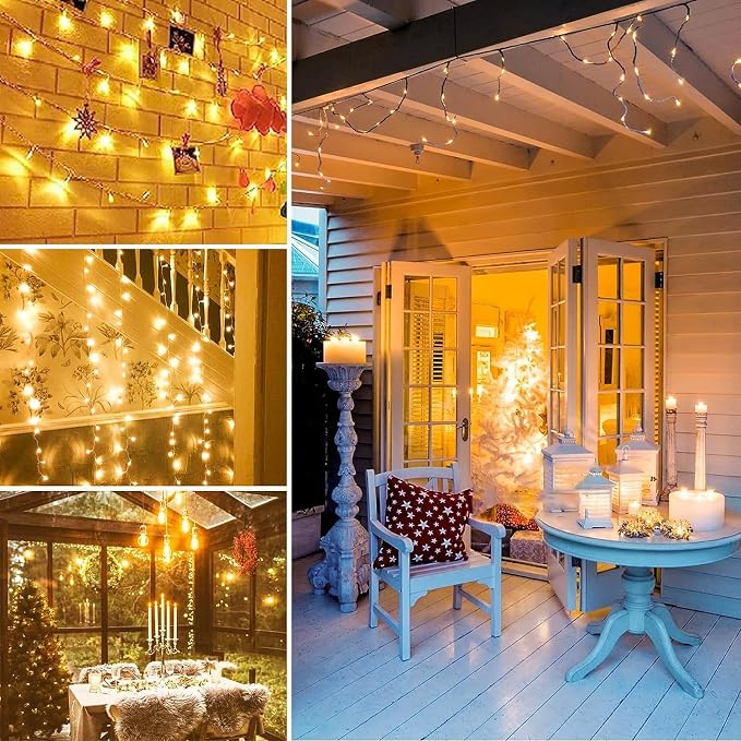 100 LED Connectable String Lights, 33FT Christmas Lights Outdoor Indoor | Warm White, 13 Modes, Timer, Clear Wire Waterproof Twinkle Fairy Lights Plug in for Bedroom Classroom Patio Xmas Tree Decor