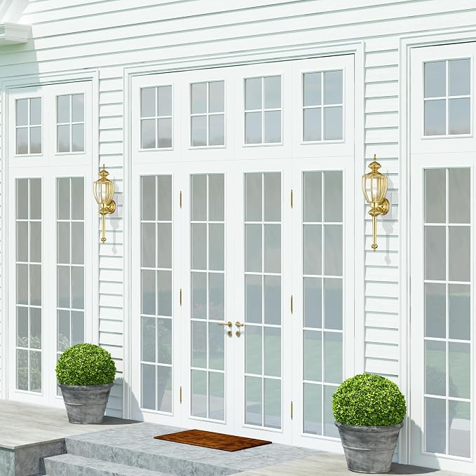 Livex Lighting 2112-02 Outdoor Wall Lantern, Polished Brass | Clear Beveled Glass Shades