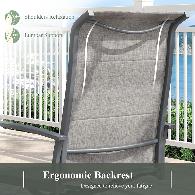 Outdoor Dining Set for 8, 63" Outdoor Dining Table with Umbrella Hole and Padded Textilene Patio Swivel Chairs, 9 Pieces Patio Table and Chairs Set for Garden Backyard, Grey and Dark Grey